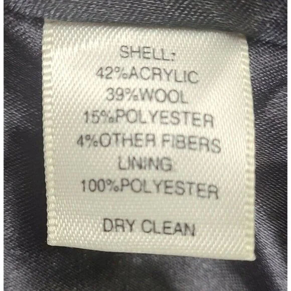 Via Spiga Wool Blend Mid Length Lined Belt Black/Cream Coat Jacket Women's Large - Picture 15 of 16